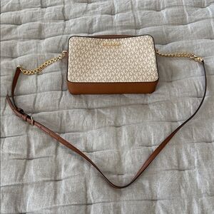 Michael Kors Tan and Gold Crossbody Bag